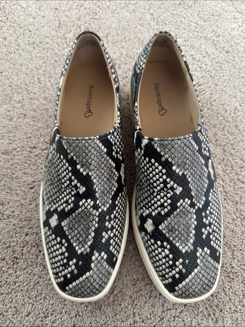 BareTraps Black and Gray Snake-Print Slip-On Sneakers